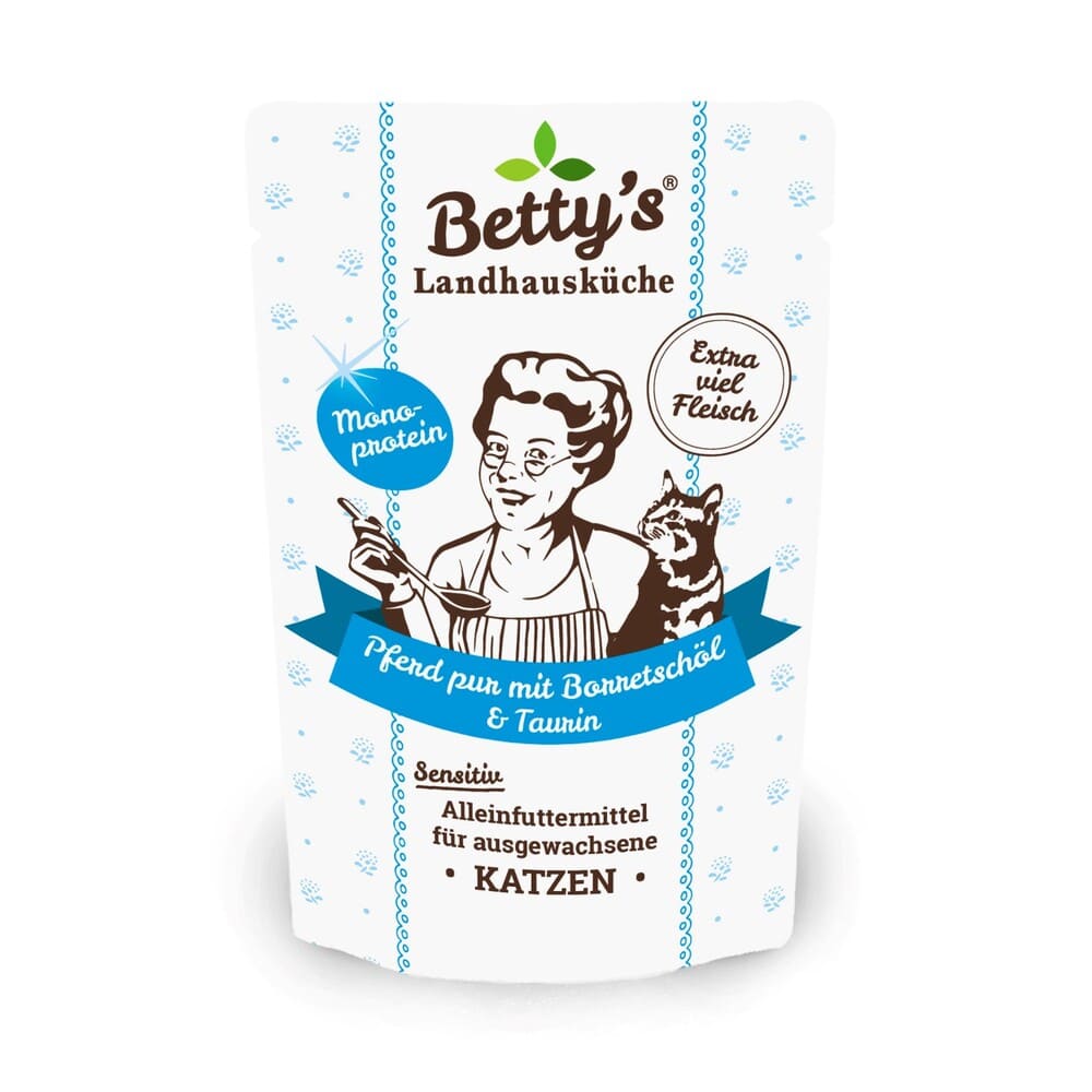 Betty's Katzen Pouch Beutel Pferd PUR mit Borretsch & Taurin