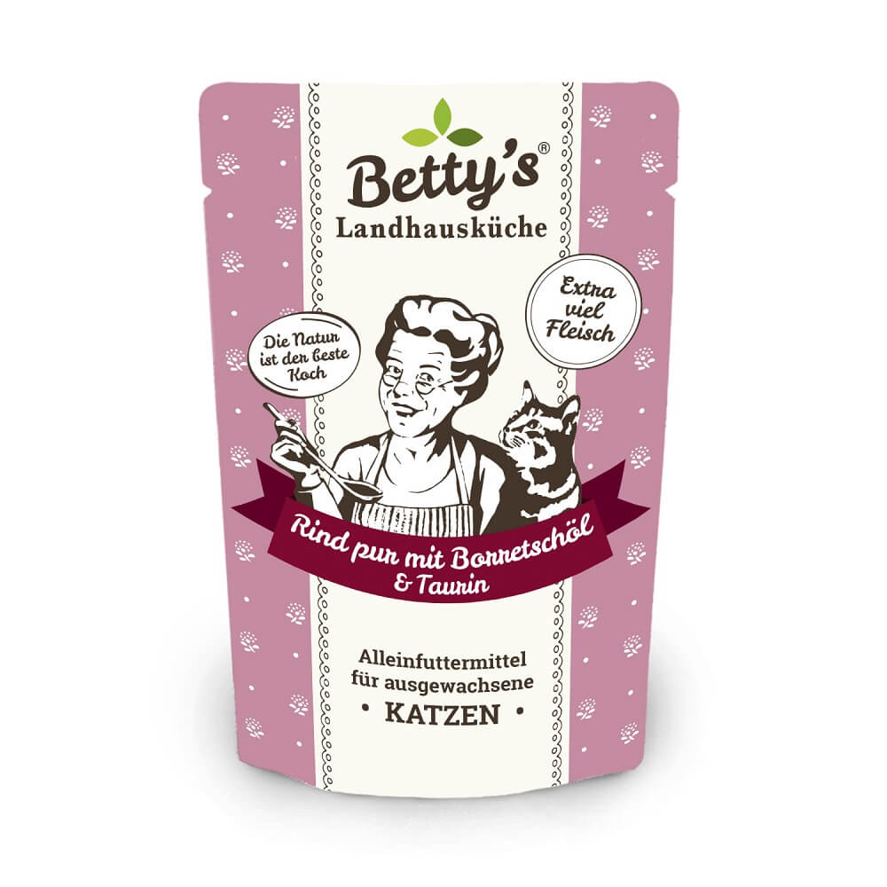 Betty's Pouch Beutel Katzenfutter Rind pur mit Borretschöl