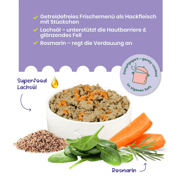 FairFresh Menü Rind mit Quinoa schonend dampfgegart