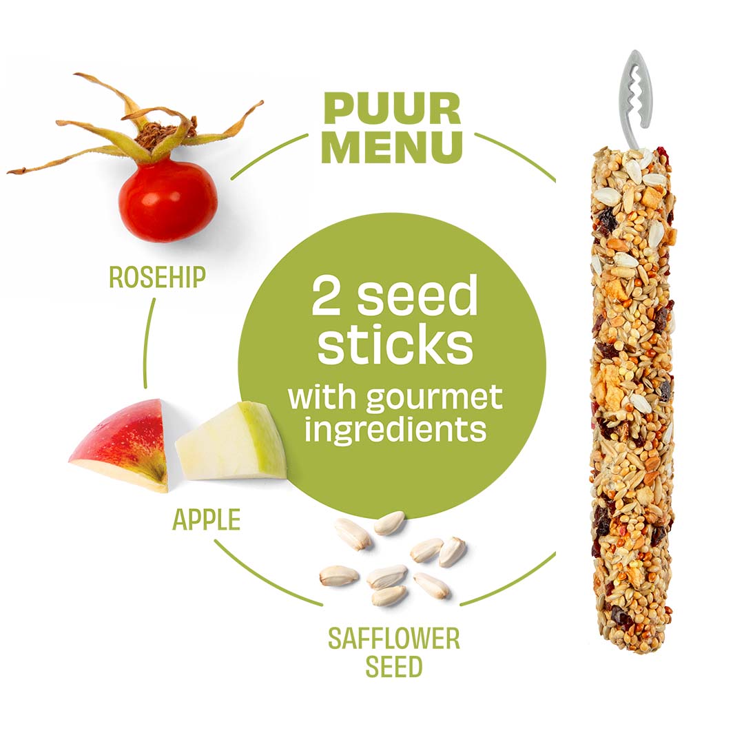 Puur Wellensittich Sticks mit Hagebutte und Apfel