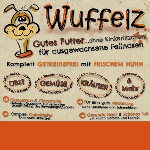 Wuffelz Hundefutter mit frischem Huhn