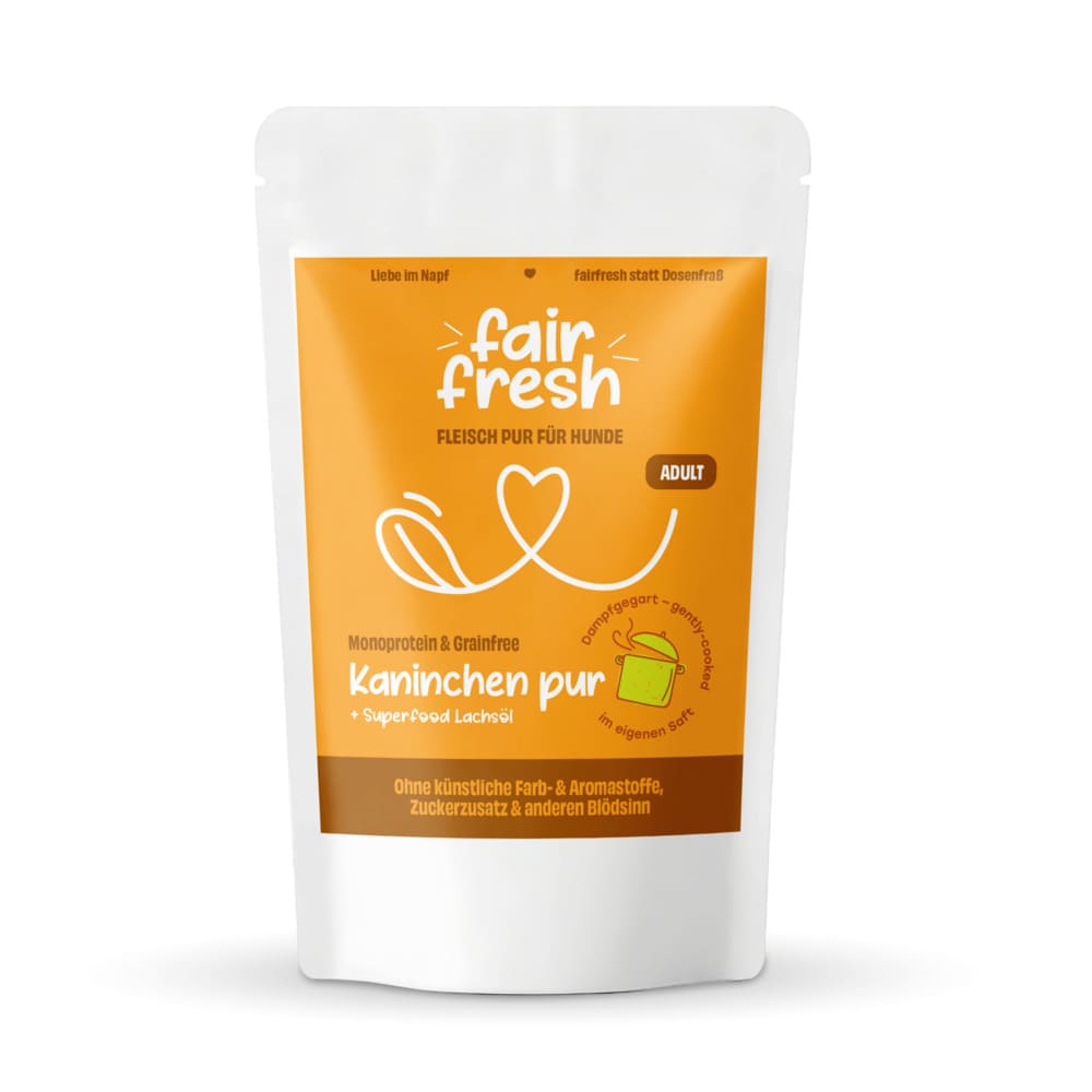 FairFresh Hundefutter vom puren Kaninchen schonend gedämpft