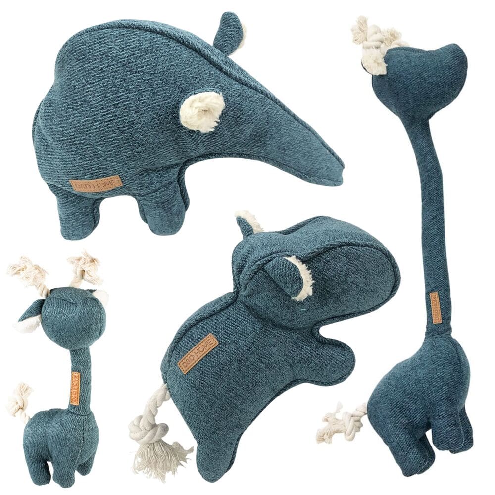 D&D Home Chenille Stofftier für Hunde in blau