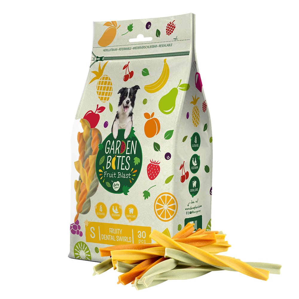 Garden Bites Fruity Dental Swirls - vegane Fruchtsnacks für Hunde