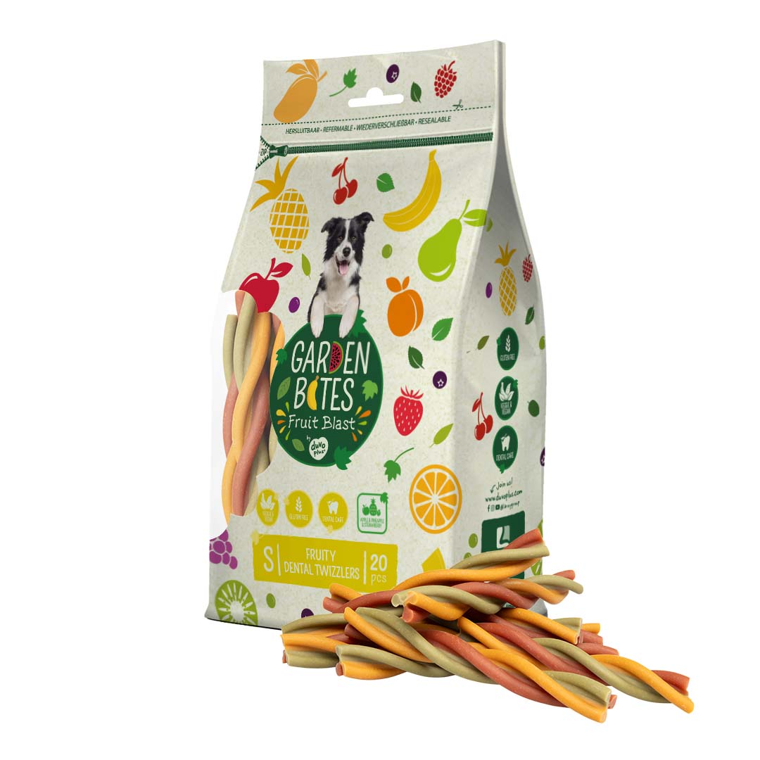 Garden Bites Fruity Dental Twizzlers - Fruchtsnacks für Hunde vegan