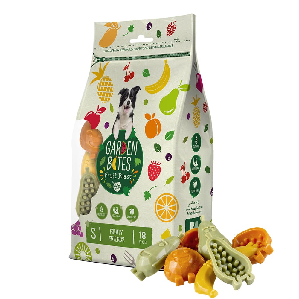 Garden Bites Fruity Friends - vegane Snacks für Hunde mit Frucht
