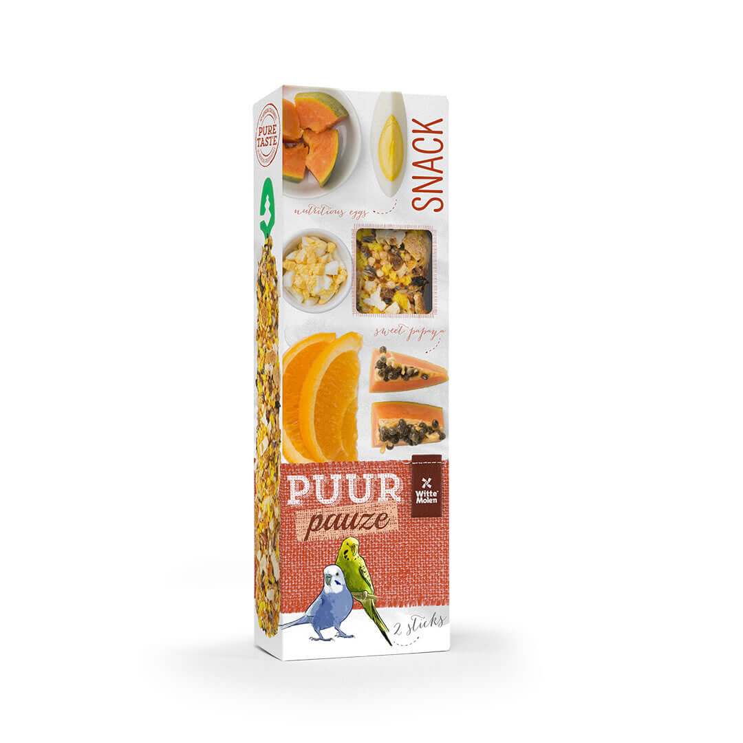 Wellensittich Sticks mit Papaya und Orange