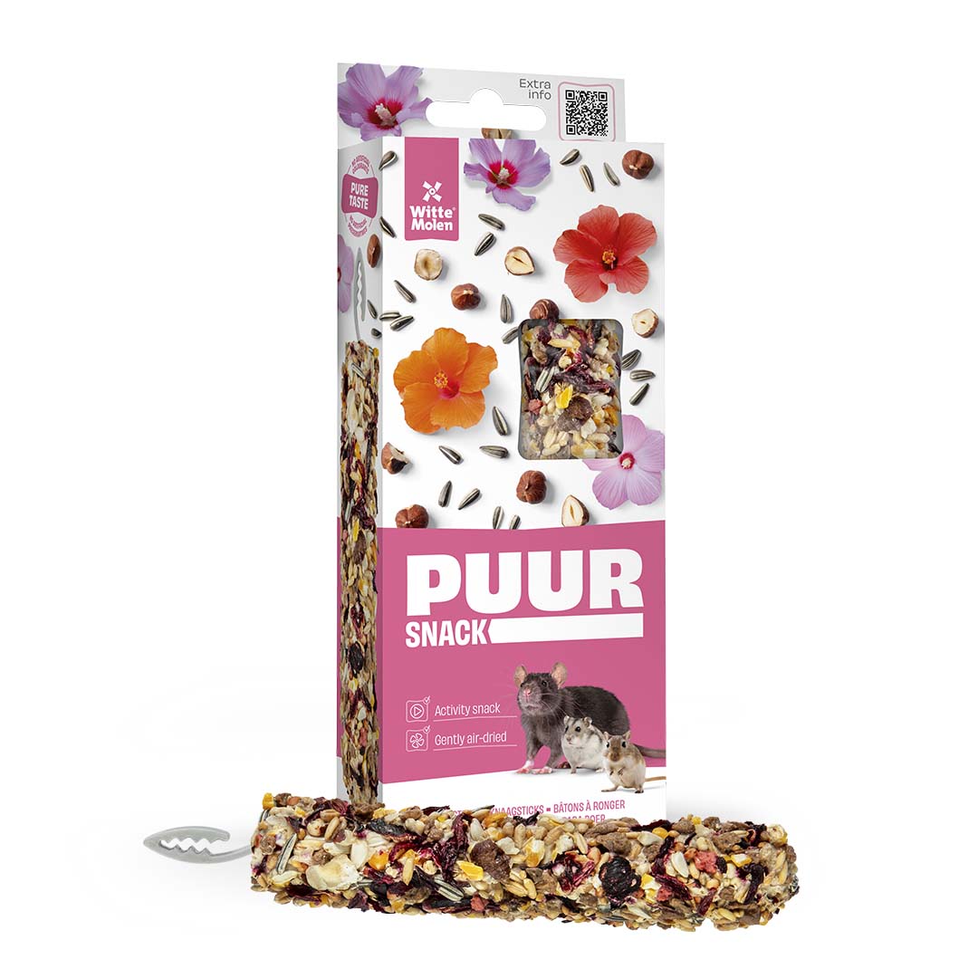Puur Nagersnack Sticks mit Haselnuss und Hibiskus