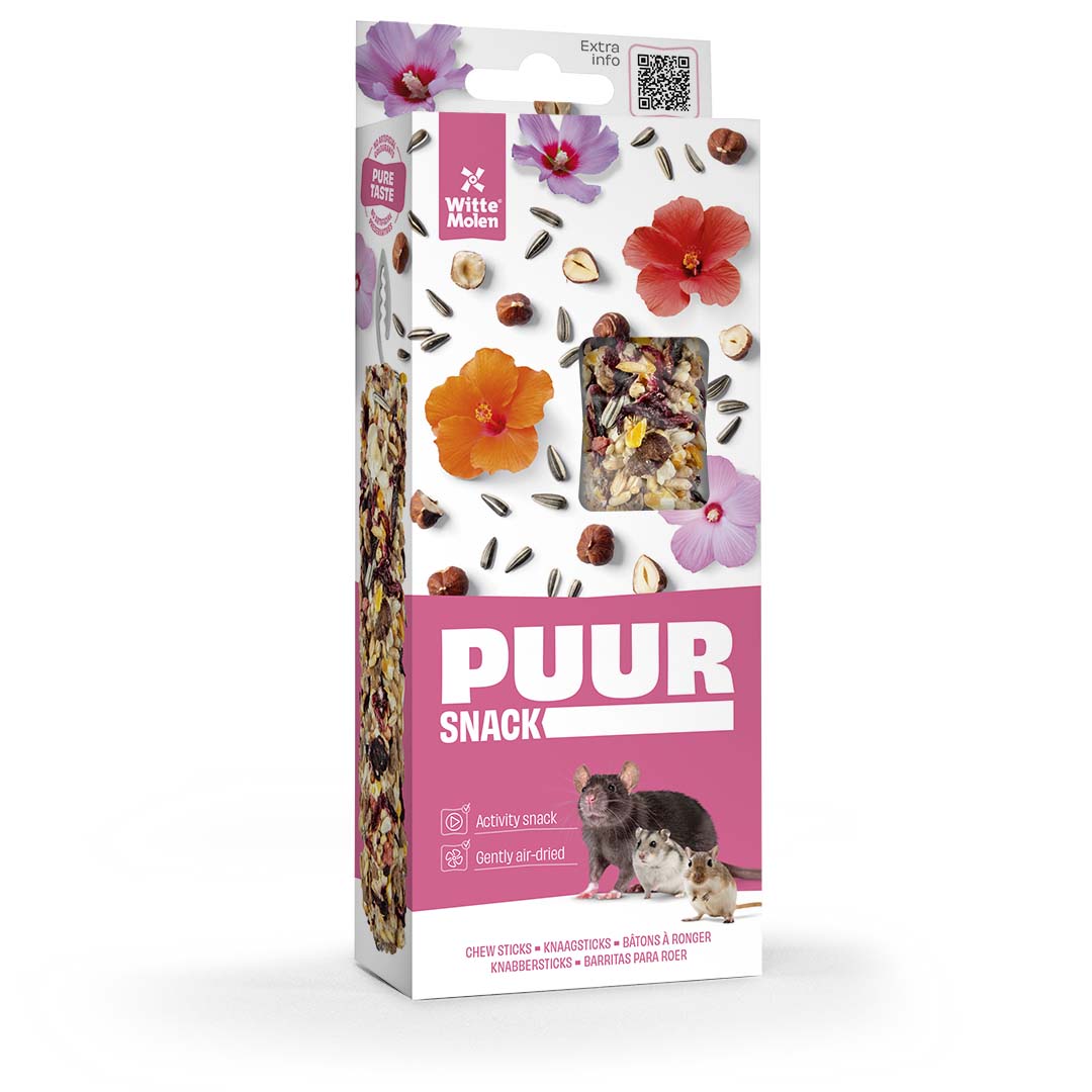 Puur Nagersnack Sticks mit Haselnuss und Hibiskus