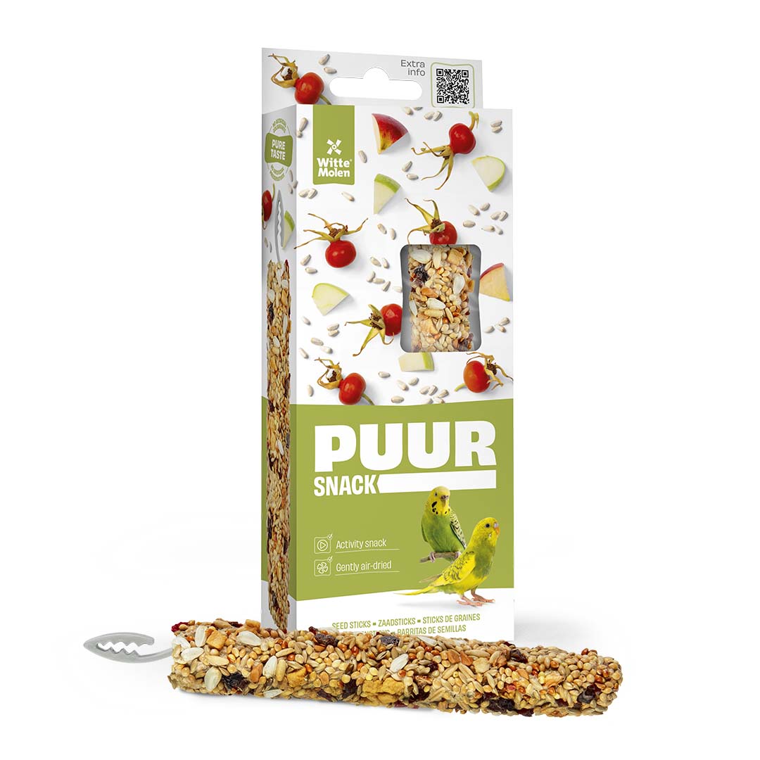 Puur Wellensittich Sticks mit Hagebutte und Apfel