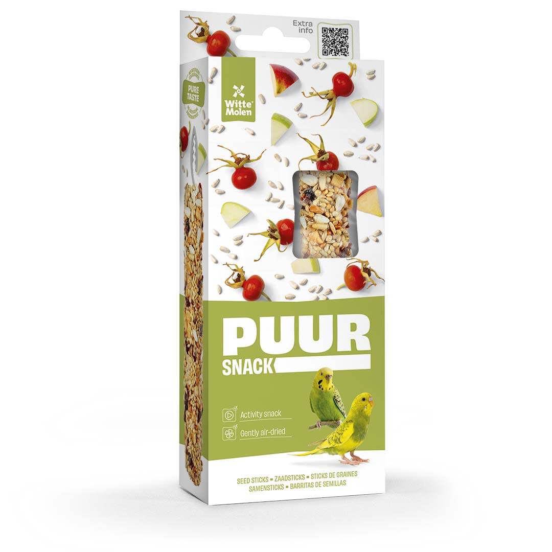 Puur Wellensittich Sticks mit Hagebutte und Apfel