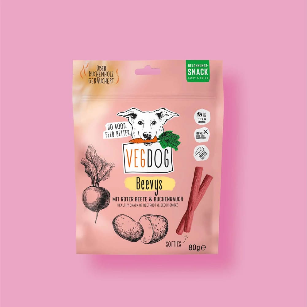 VegDog Beevys Vegane Snacks an Buchenrauch