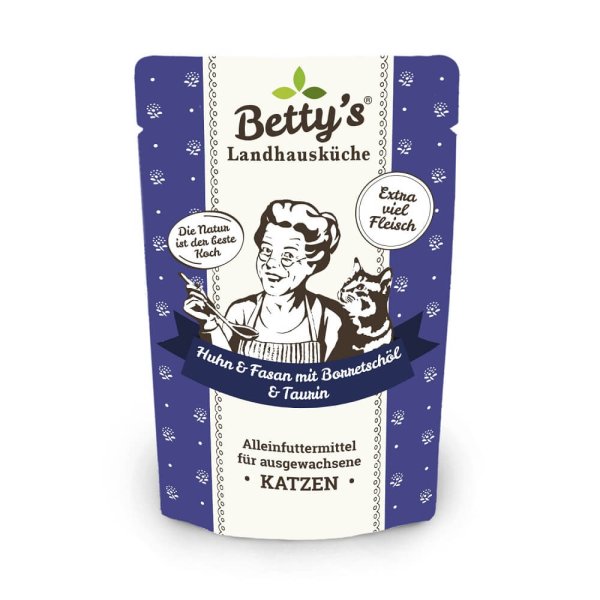 Betty's Pouch Beutel Katzenfutter Huhn mit Fasan und Borretschöl